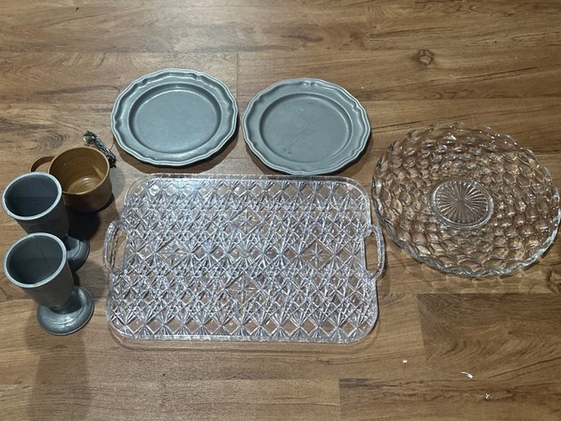 Image for Pewter Tableware, Glass Platters & Stoneware Mug