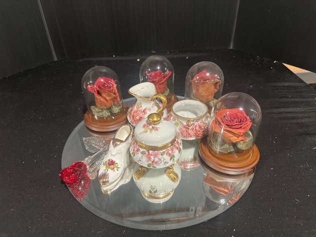Image for Victorian Seasons Rose Cloches & Floral Porcelain Decor Lot