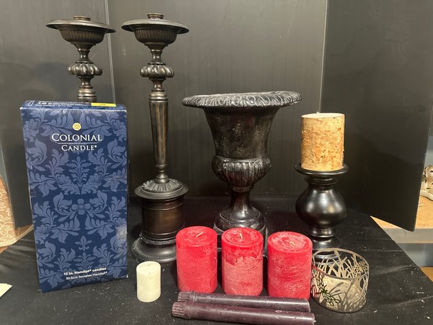 Image for Colonial Candle & Baldwin Mixed Candlesticks & Candles Lot