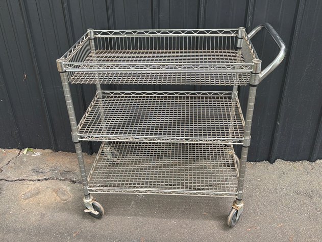 Image for Chrome-Plated 3-Tier Rolling Wire Utility Cart