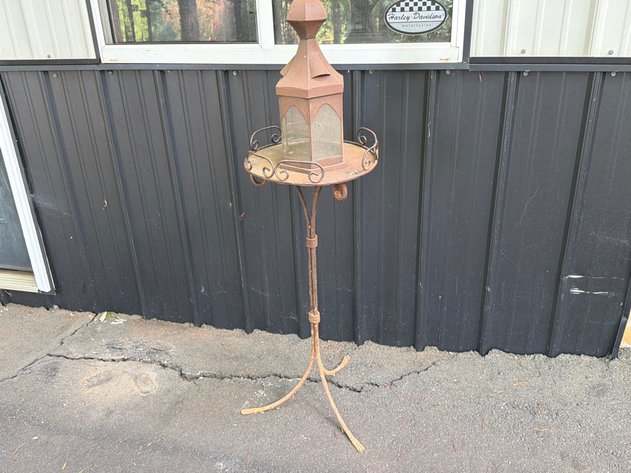 Image for Metal Decorative Lantern and Wrought Iron Plant Stand