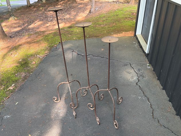 Image for Wrought Iron Floor Pillar Candle Prickets (3)