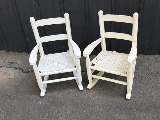 Image for Child-Sized Wooden Ladder-Back Rocking Chairs