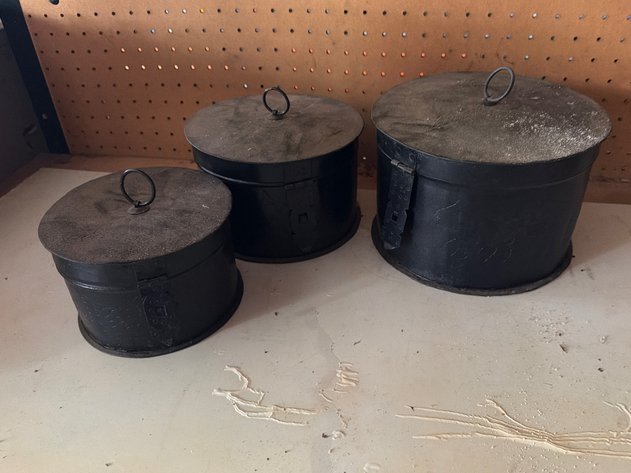 Image for Vintage Embossed Metal Storage Tins