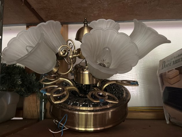 Image for Ornate Antique Brass Finish Ceiling Fan Motor and Light Kit