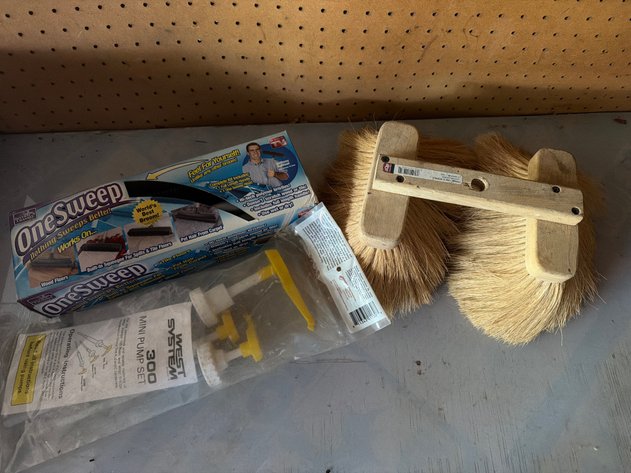 Image for OneSweep Broom, West System 300 Pump Set, and DQB Stipple Brush