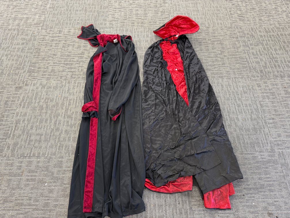 Black and Red Hooded Costume Robe and Cape