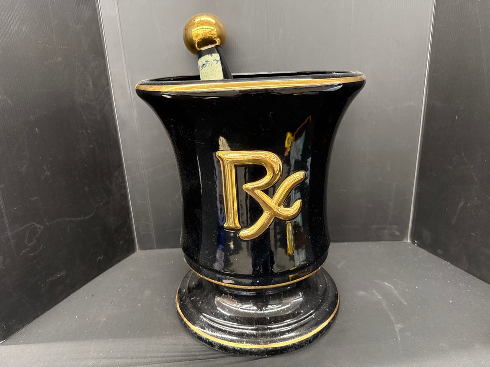 Black and Gold Ceramic Rx Apothecary Display Set