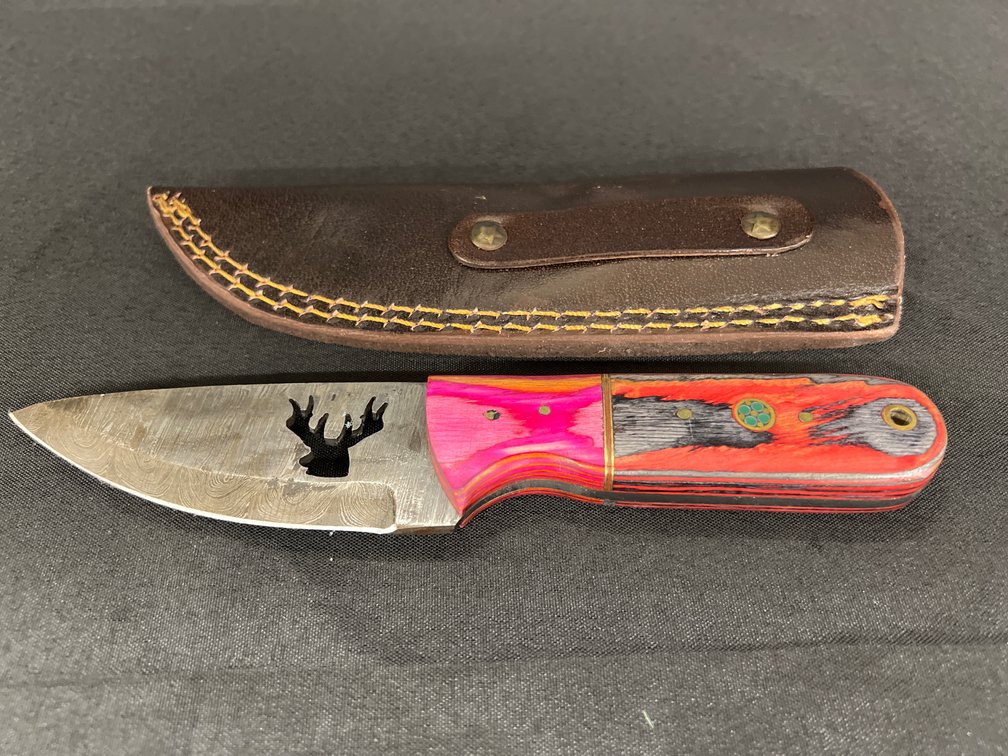 Damascus Fixed Blade Knife & Sheath