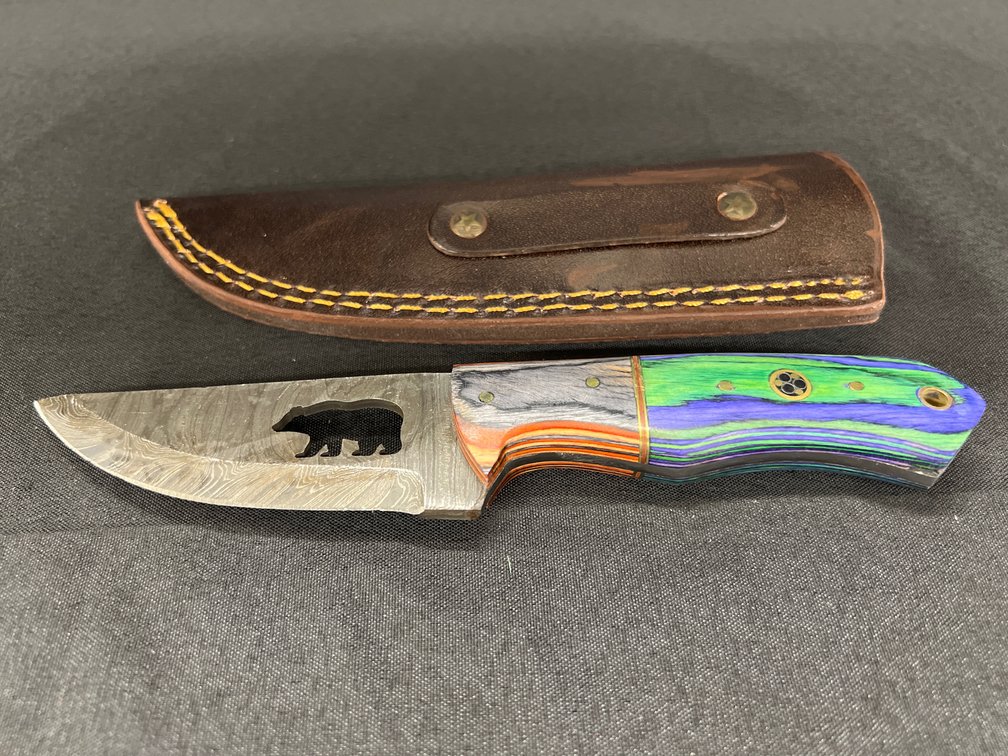 Damascus Fixed Blade Knife with Sheath