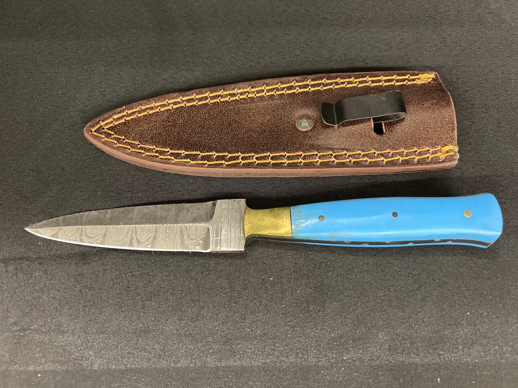 Damascus Steel Fixed Blade Dagger with Sheath