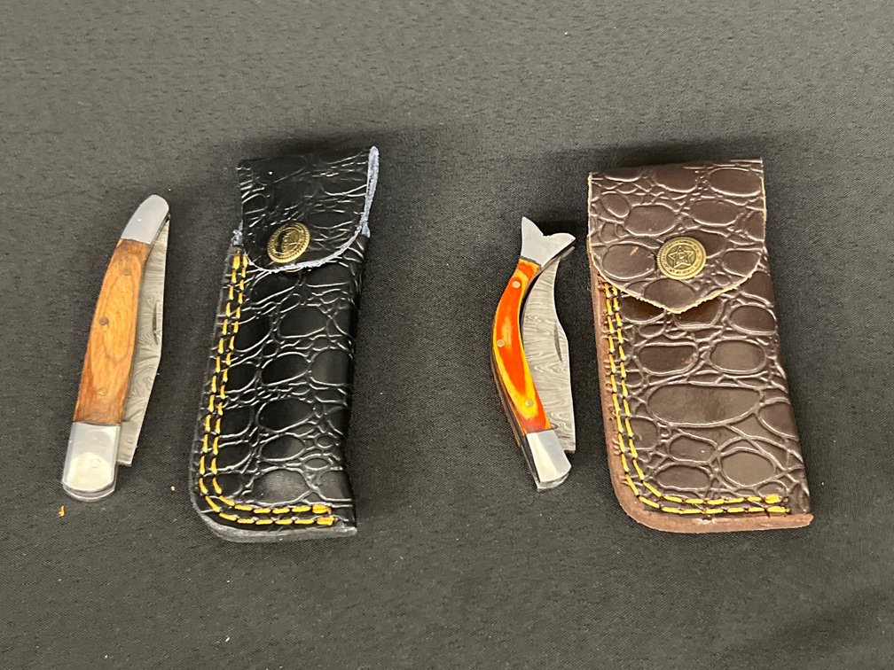Damascus Steel Folding Pocket Knives (2)