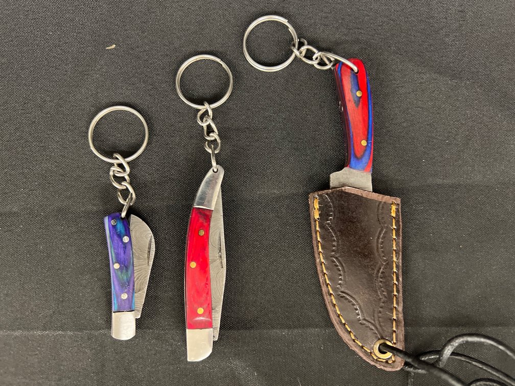 Miniature Damascus Keychain Knives