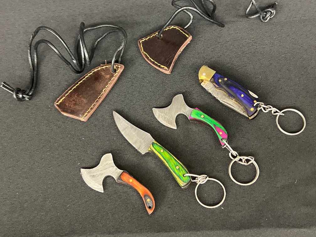 Miniature Damascus Steel Edged Tools