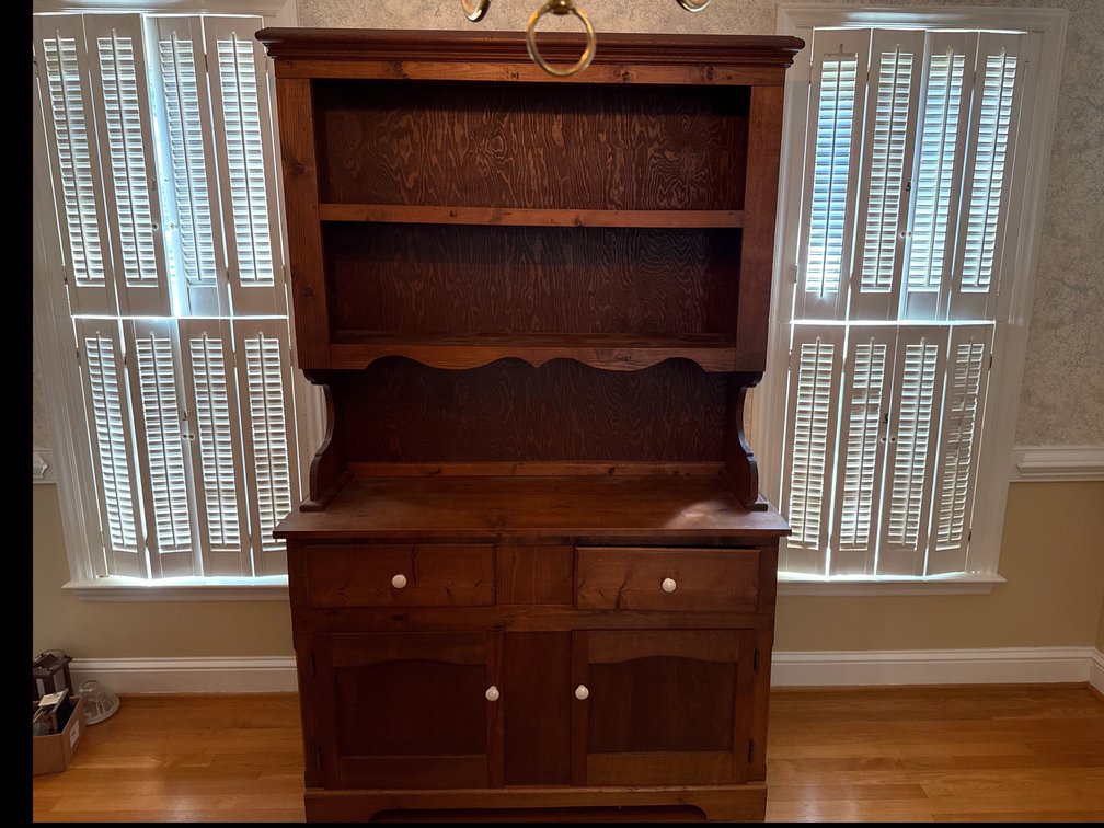 Rustic Wooden Hutch with Drawers and Shelves