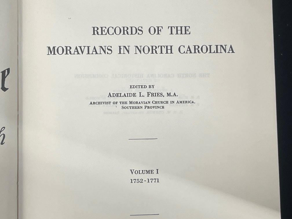 Records of the Moravians-Fries et al
