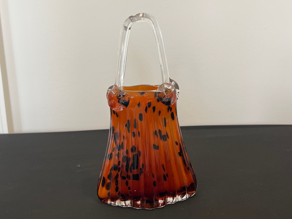 Fifth Avenue Crystal Art Glass Purse Vase