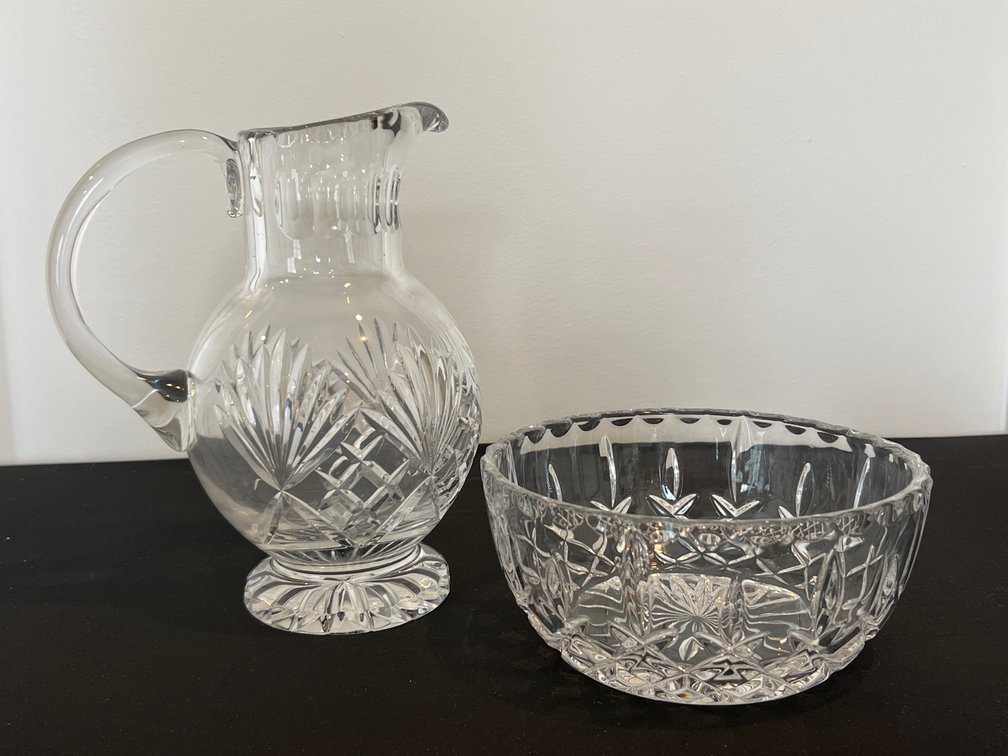 Cut Crystal Pitcher & Bowl