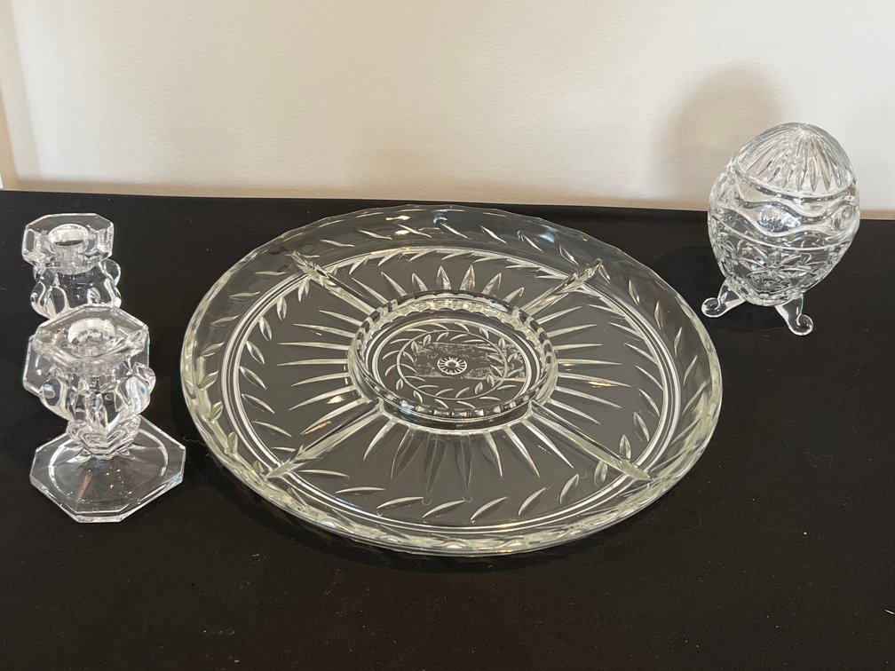 Clear Pressed Glass Serveware & Candlesticks