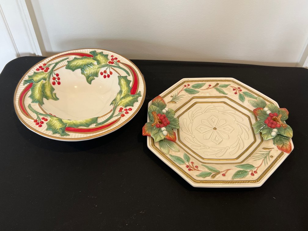 Fitz and Floyd Holiday Ceramic Serveware Set