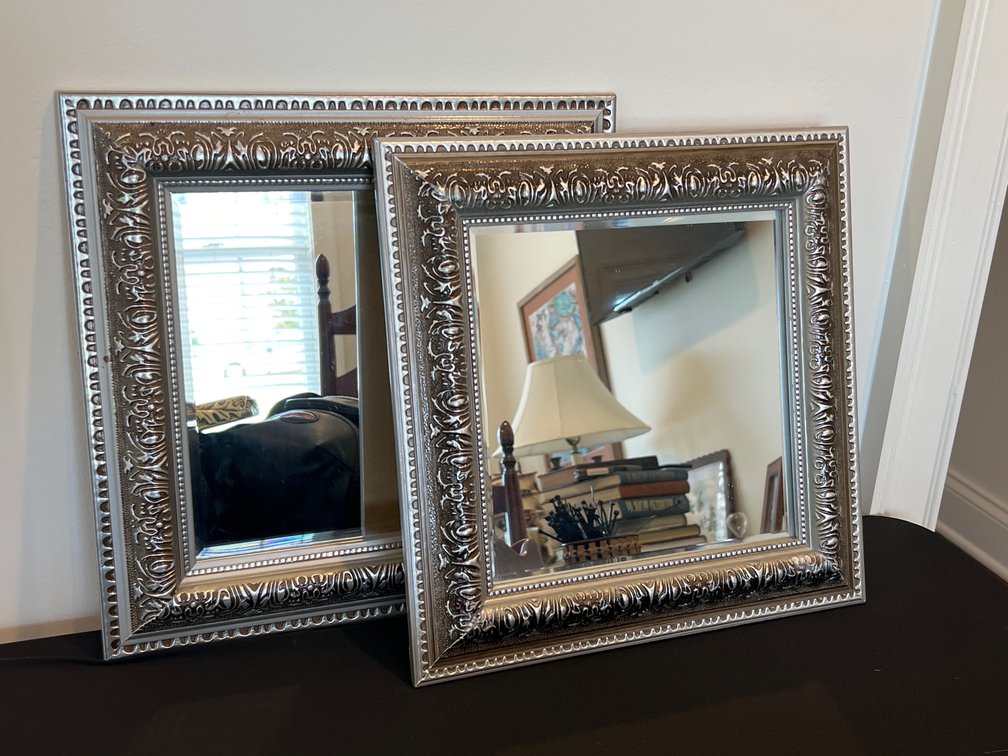 Ornate Silver-Tone Framed Mirrors