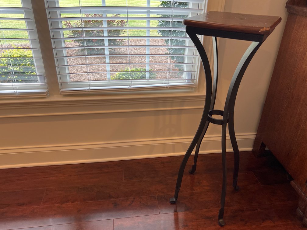 Square Wood & Metal Pedestal Stand