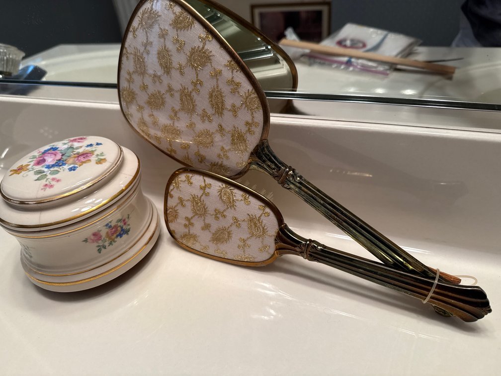 Vintage Vanity Set & Porcelain Music Box
