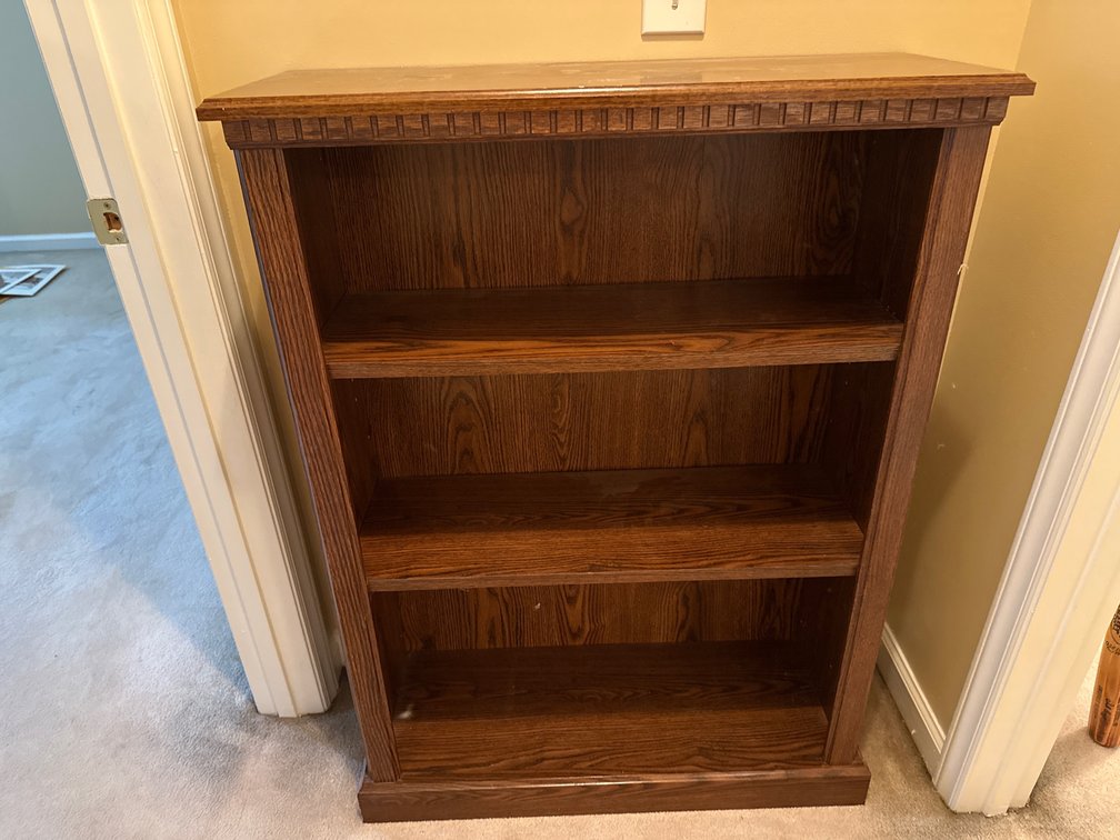 Traditional Oak-Finish Wooden Bookcase