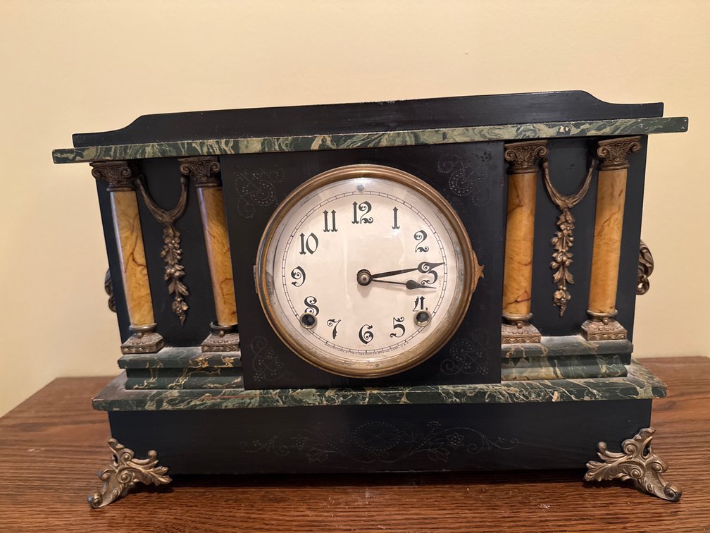 Antique E. Ingraham Co. Black Mantel Clock