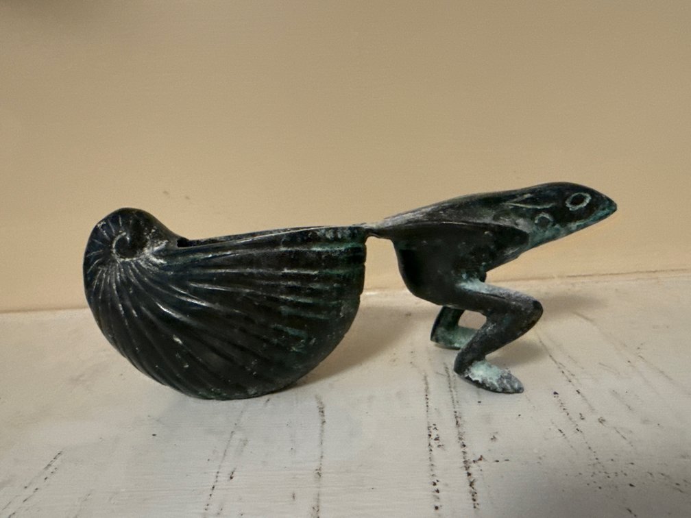 Patinated Metal Figural Frog Dish