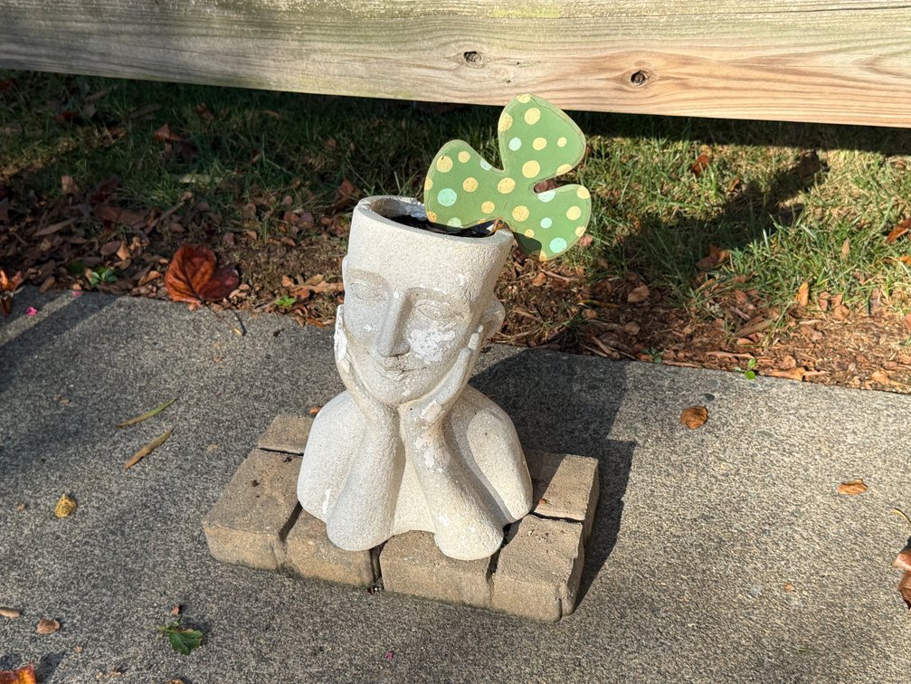 Cast Concrete Figural Head Bust Planter