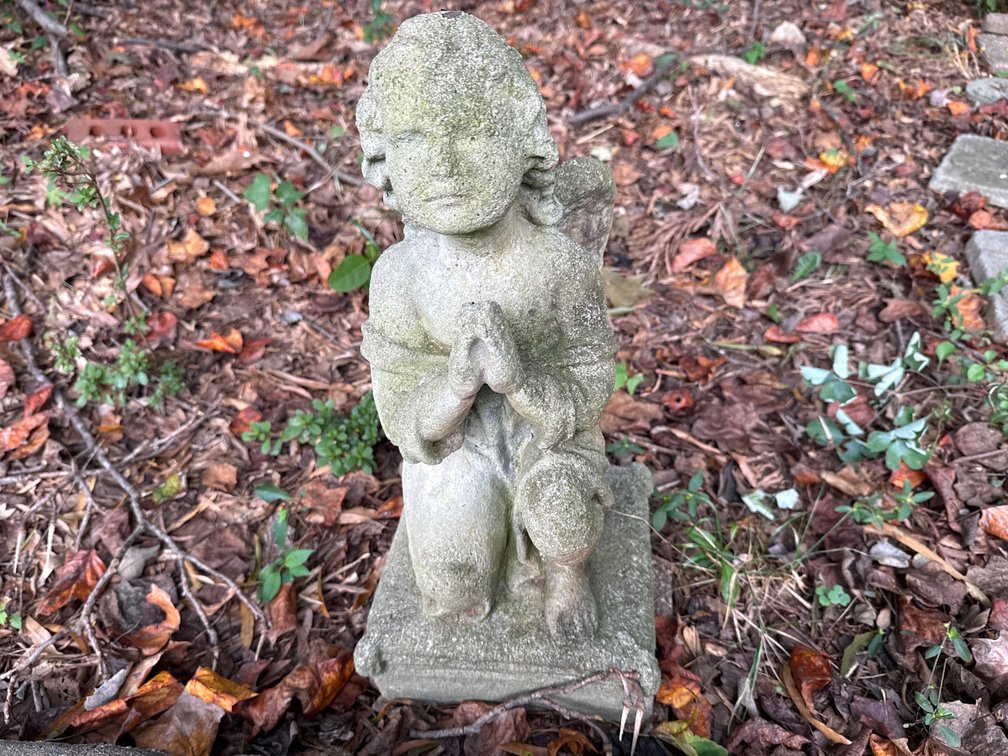 Cast Stone Praying Cherub Garden Statue