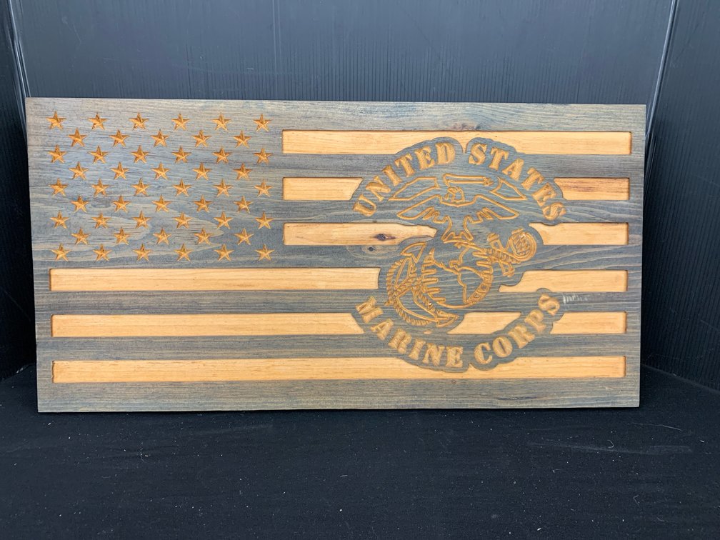 Custom Carved Wooden USMC Plaque