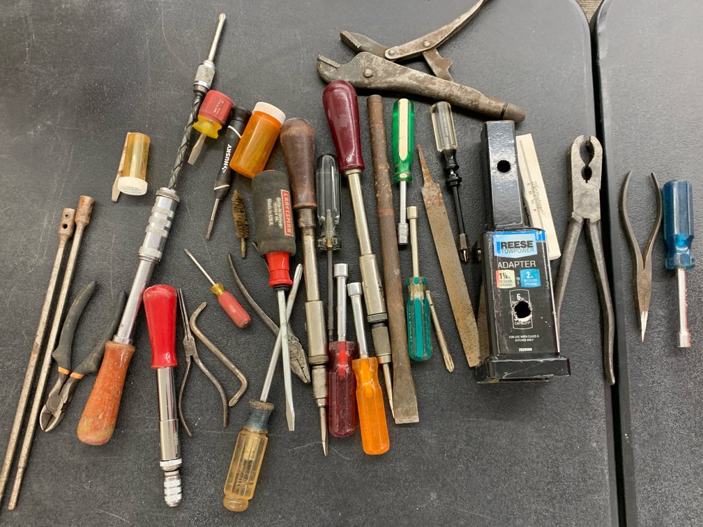 Assorted Hand Tools & Reese Towpower Receiver Hitch Adapter Lot