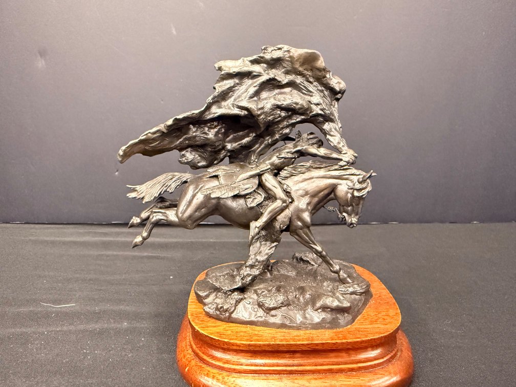 Donald Polland "Buffalo Robe" Western Bronze Sculpture