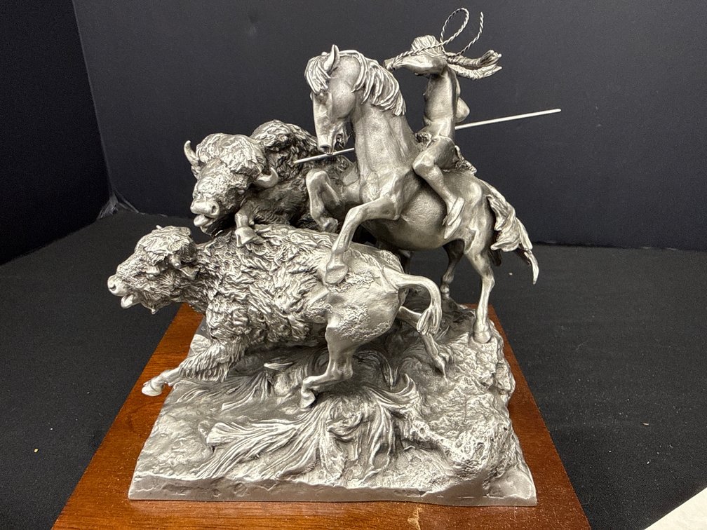 Chilmark "Buffalo Hunt" Pewter Sculpture