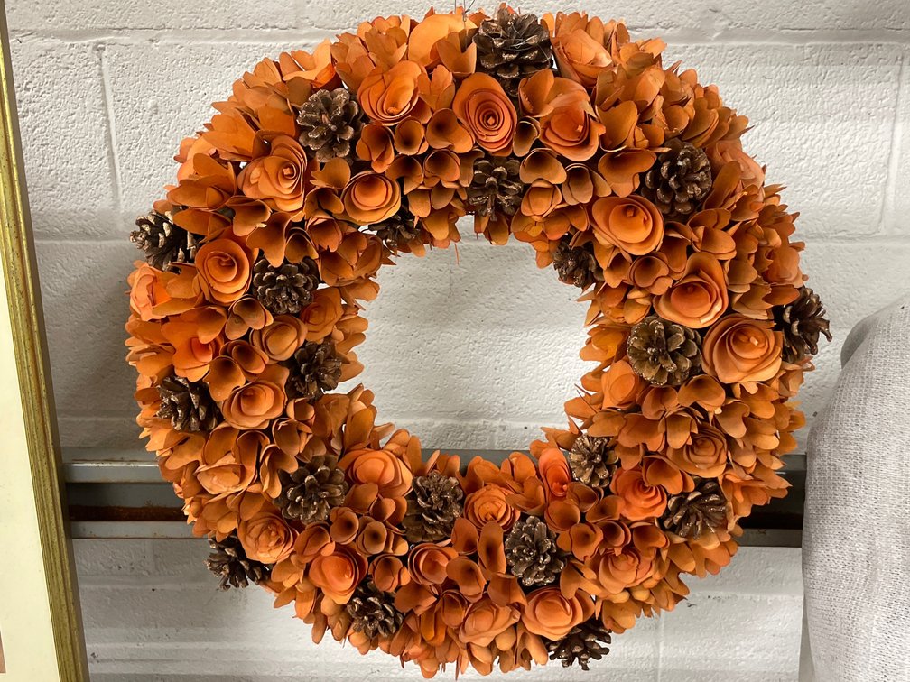 Sola Wood and Pinecone Decorative Autumn Wreath, 21-Inch
