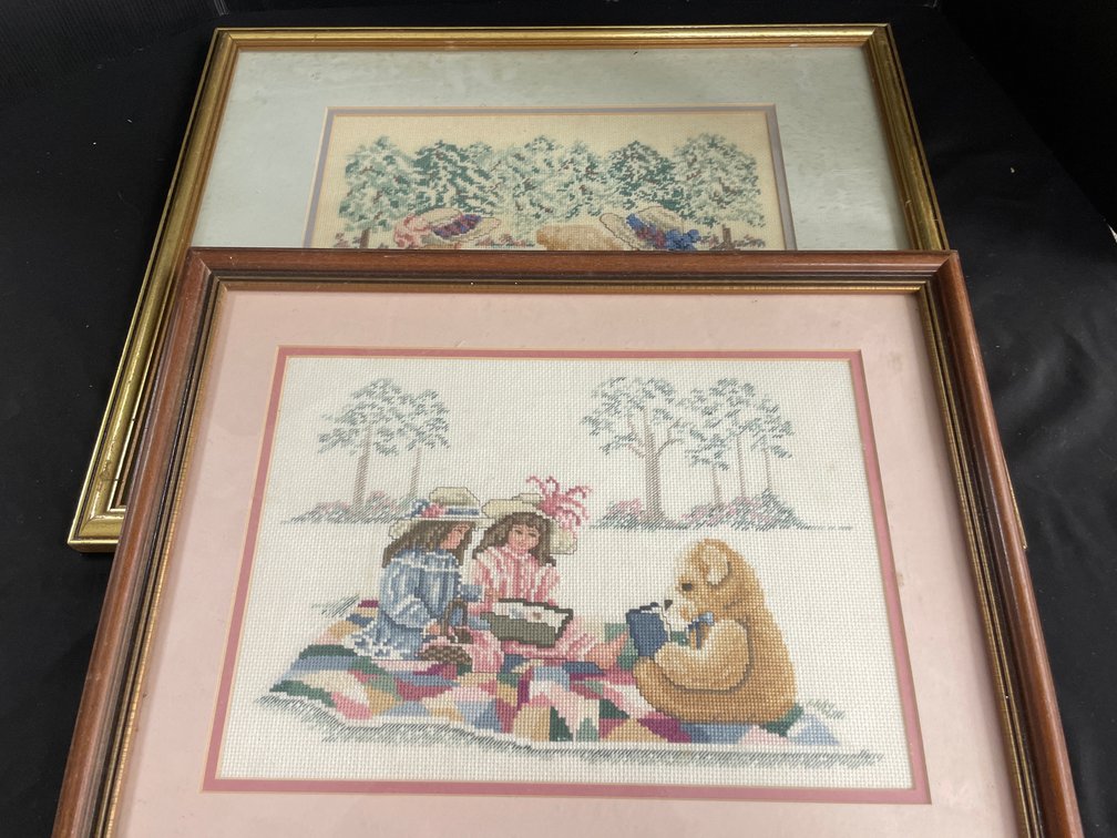 Framed Needlework Cross-Stitch Artworks