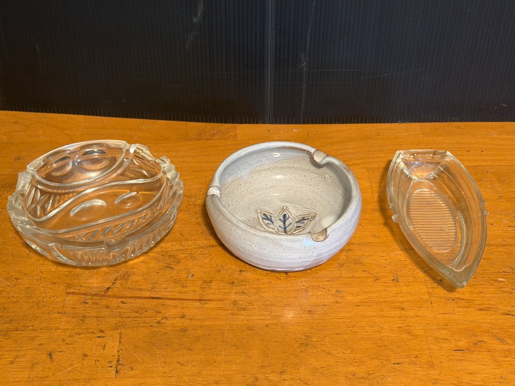 Vintage Glass and Studio Pottery Ashtrays