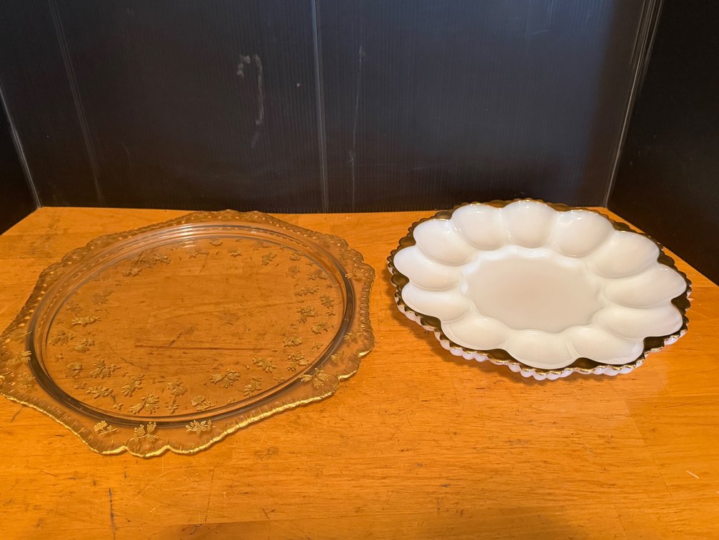 Vintage Gilt Glass Serving Platters