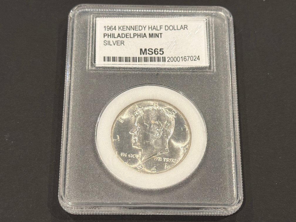 1964 Philadelphia Mint Silver Kennedy Half Dollar PCC MS65