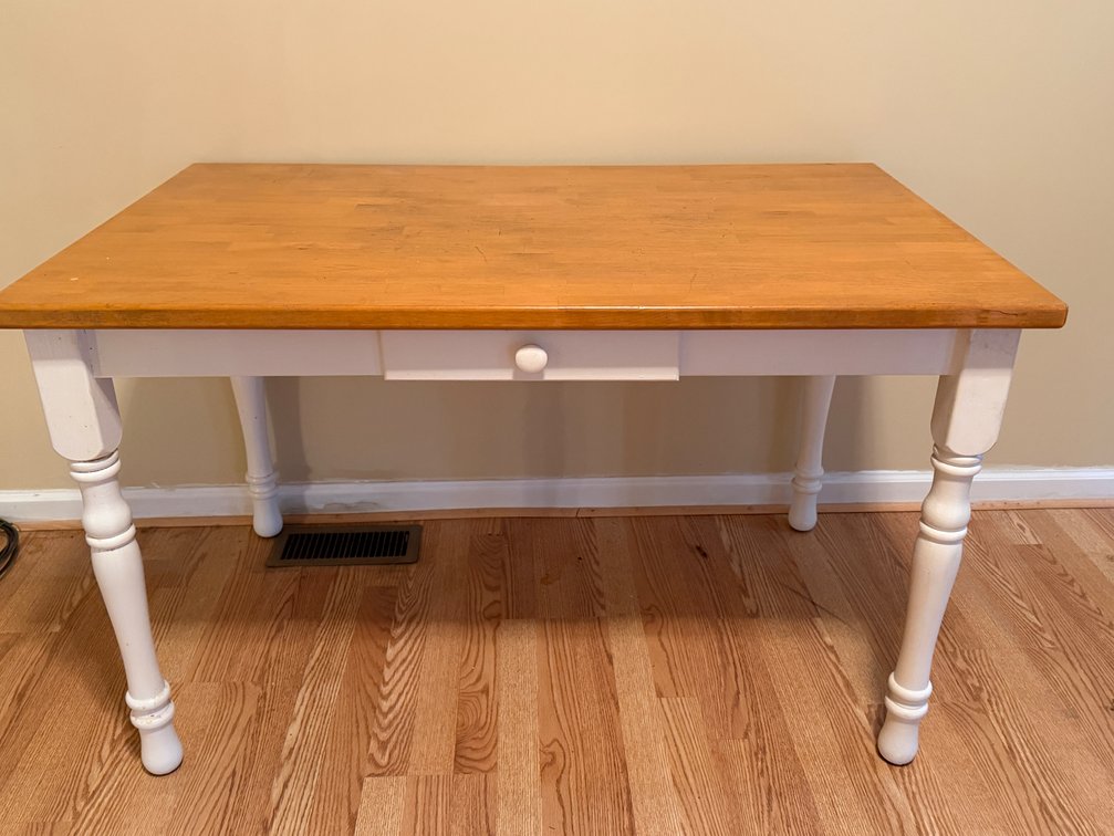 Farmhouse Style Wood Table with Drawer