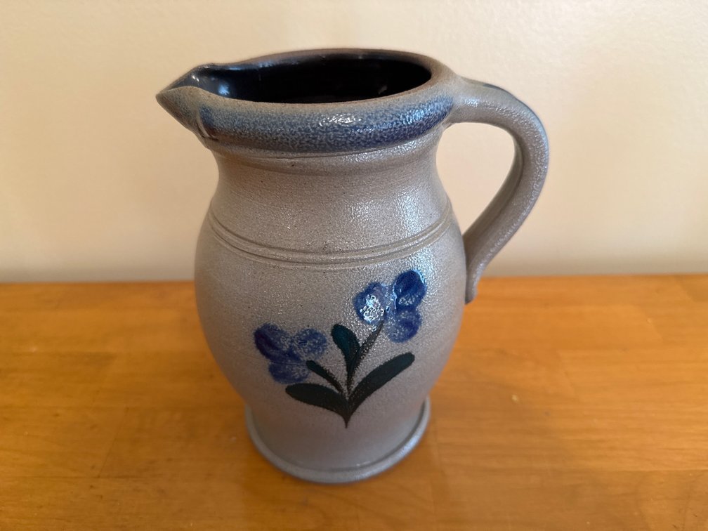 2001 Rowe Pottery Works Salt-Glazed Stoneware Pitcher