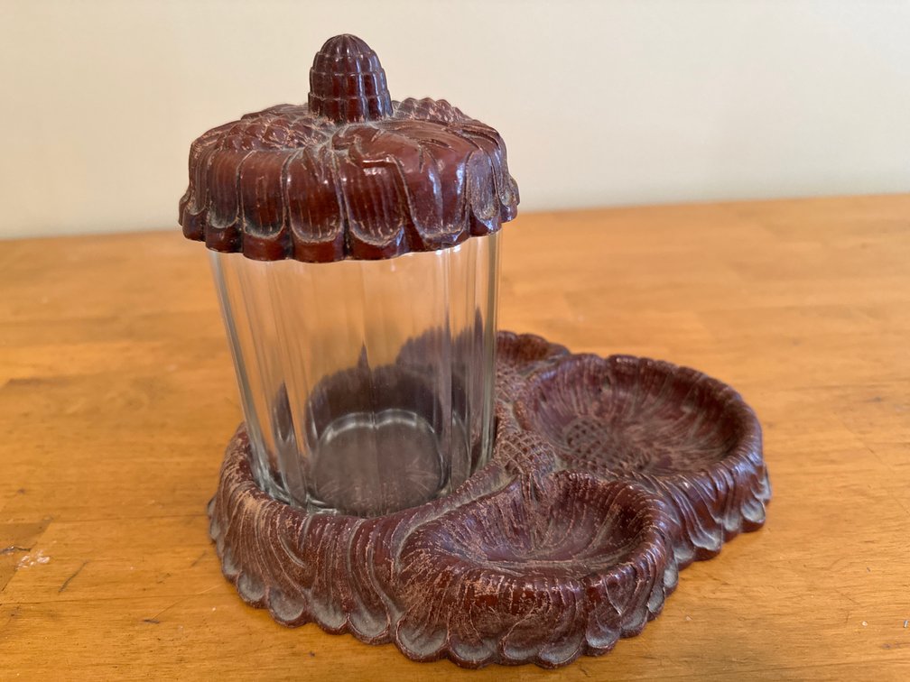 Faux Carved Wood Decorative Caddy