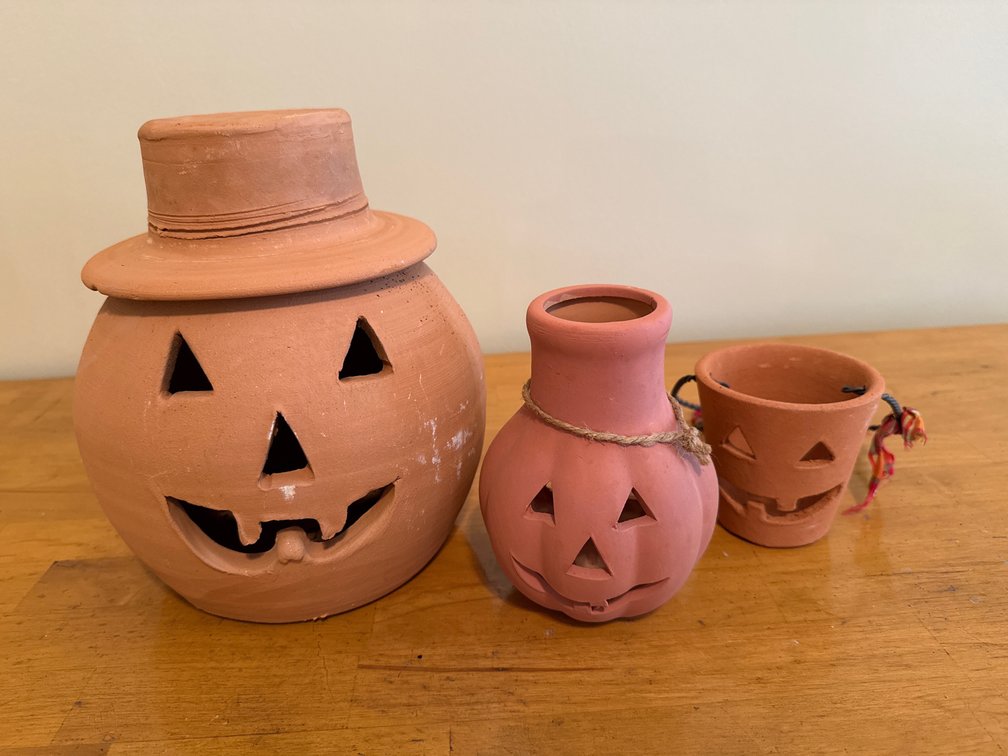 Unglazed Terracotta Jack-o'-Lantern Luminaries
