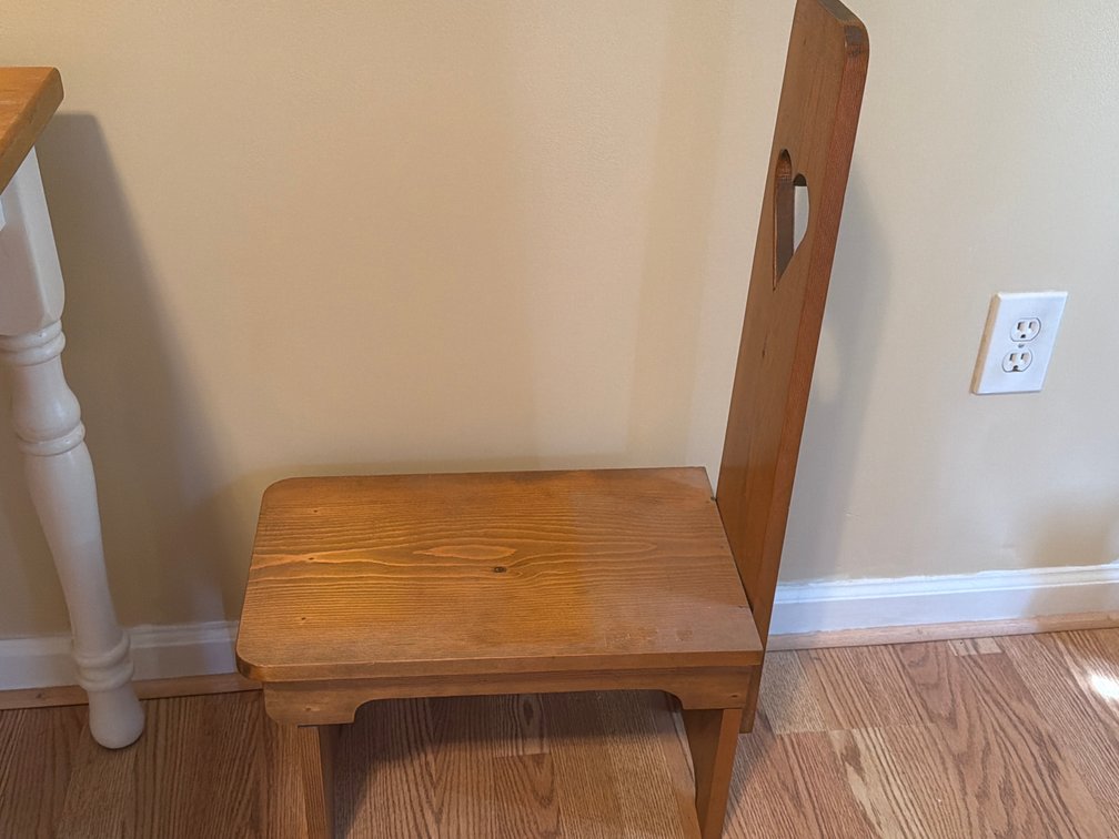 Rustic Wooden Heart-Cutout Step Stool