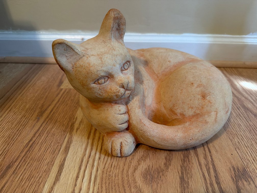 Terracotta Sleeping Cat Sculpture