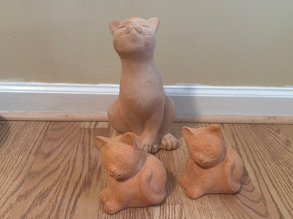 Unglazed Terracotta Cat Figurines