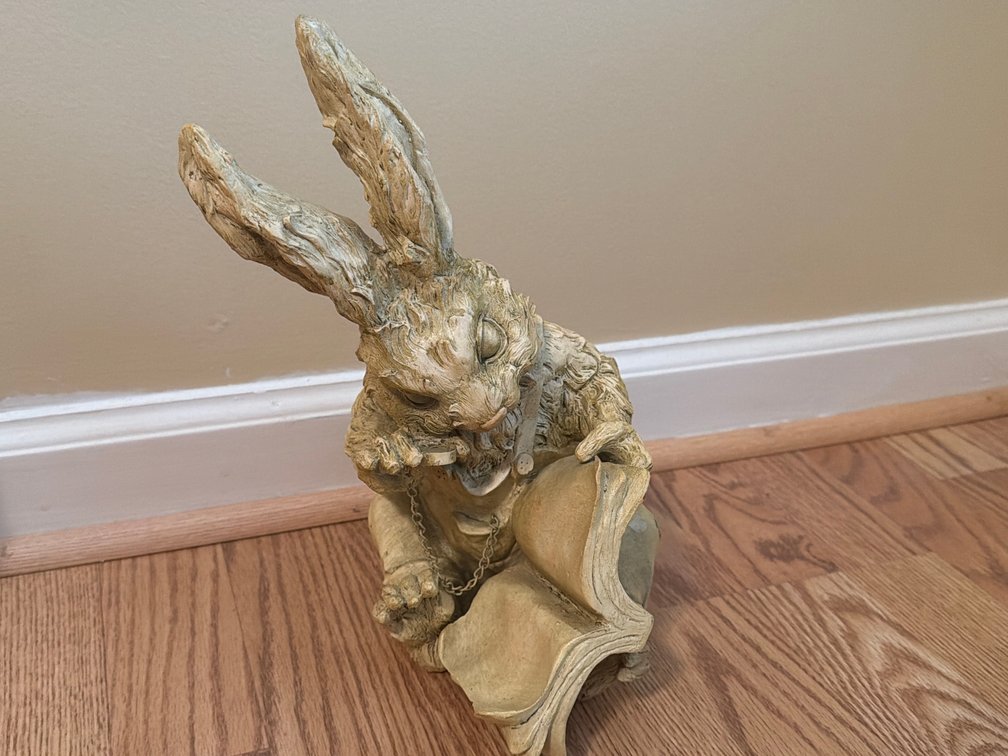 Chrisdon Cast Resin Reading Rabbit Figurine