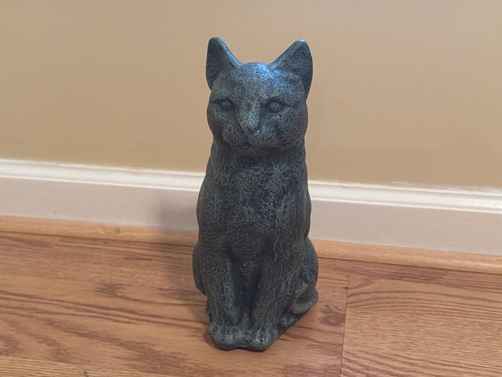 Decorative Verdigris Finish Seated Cat Figurine